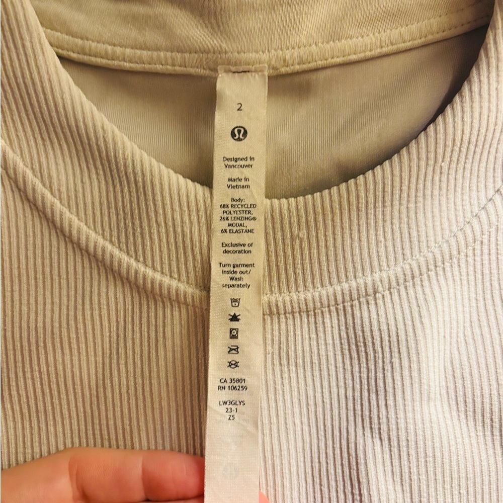 Cream Ribbed Short Sleeve Top - Picture 3 of 4